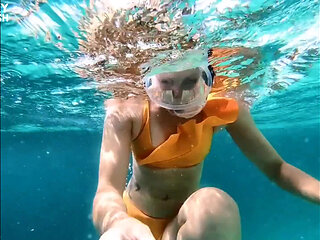 Snorkel Slut in Paradise - Underwater Flash & Naughty Tease