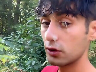 Walk and Jerk off with Cum on Face by Stranger Outdoor