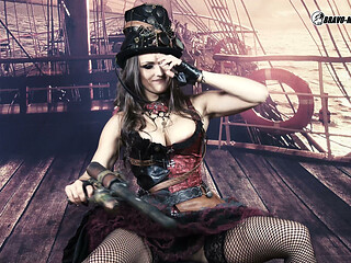 400 Barbara Bieber as Pirate Girl in Ship Cosplay Steampunk Costume
