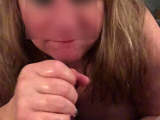 Wife riding dildo and handjob