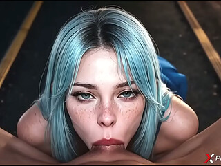 Aqua in costume takes a thick cock deep and cums squirting [AI]