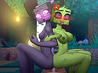 Steamy threesome with Minecraft ladies in a naughty game parody