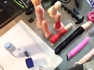 My toys and my horny oiled cock