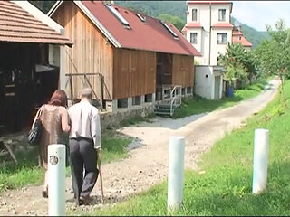 Crazy threesome pussy fucking hairy old cock sucking