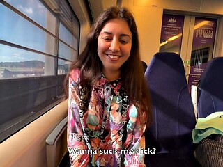 Russian Brunette Katty West Lures Stranger Onboard Train For Risky Public Blowjob And Brutal Pussy Pounding