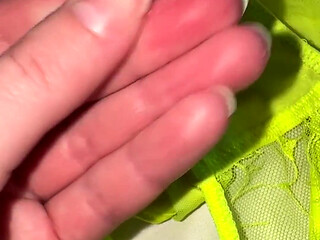 Worn Creamy Panties Inspection, Pissing in Panties in Shower - Small Tits Play