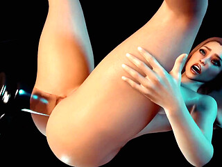 Busty Girl Has Anal Glass Dildo - 3D Porn