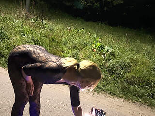 Cute Blonde Street Whore Lets Every Hole Get Fucked on the Street