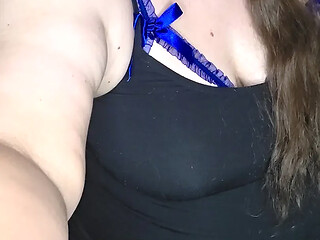 Plump BBW gets double penetrated in blue lingerie