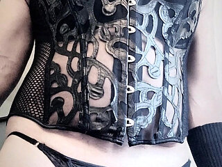 hot sissy slut shemale masturbates while smoking cigarette