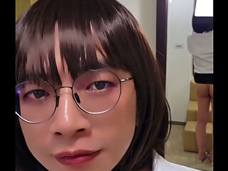 Shemale Ting xuan masturbates in front of the mirror