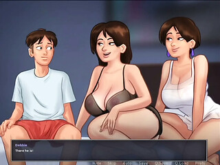 My stepmom and her friend have threesom with me summer time saga