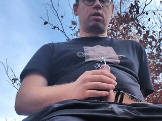 Nicely pissed on the T shirt and cum jerked off on it