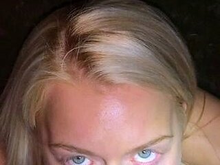 Real amateur blonde gives a hot POV blowjob on the train