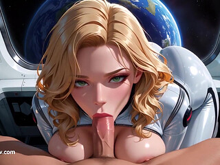 3D Animation: Blonde Astronaut's Zero Gravity Orgy