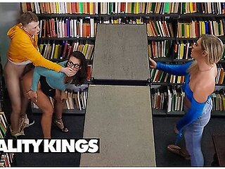 Hot Librarian Mandy Waters Fucks Jimmy Michaels While His Gf Is Reading A Book