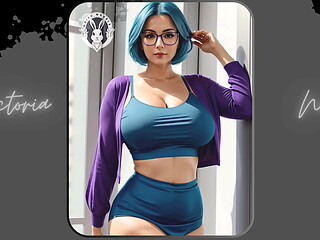 AI: Vibrant blue hair and dark glasses DOMINATRIX - Part 1 - Waifu Models #003