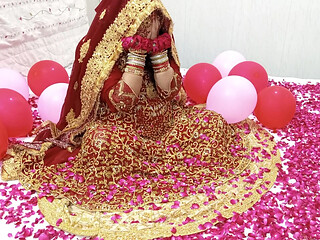 Beautiful newlywed Indian couple shares horny first night together.