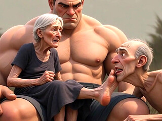 Pathetic Cuckold Licks His Wife's Toes While She's in Bull's Arms - Foot Worship Humiliation