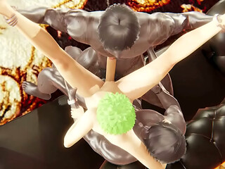 One Piece Yaoi - Zoro in a double anal penetration