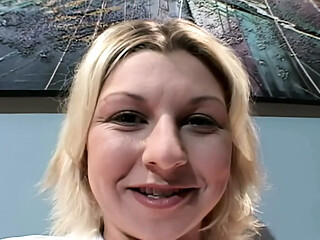 Hairy blonde slut gets a messy creampie