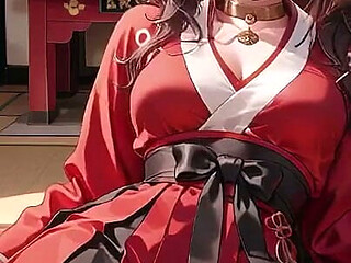 Taboo First Encounter at the Shrine, Kneeling in the Corridor While Stroking Her Hair