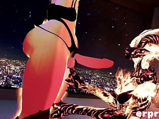 VR Chat Flame Atronach Kiss Turn Into Hot Blowjob And Doggy Style Fuck