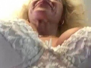 Busty Granny Sucks and Rides Cock