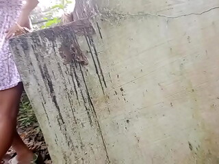 Quicky hard fucked cum outside my pussy in a creepy abandoned place