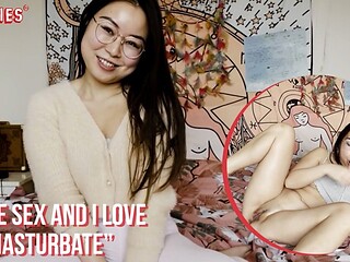 Asian Yiming Glasses Clit Rub Dildo Solo Ersties