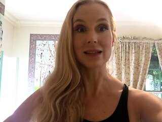 Blonde milf spreading her legs for masturbating