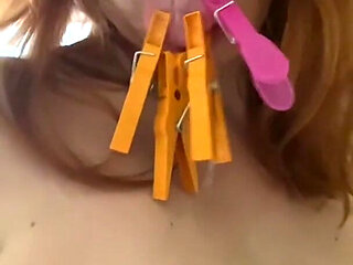 Clothespins, Spit, Licking Toilet and Floor Masturbation