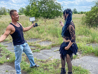 Bodo is making a sex tape with the goth babe Doreen