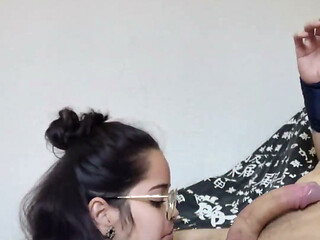 White Wolf Ofc - Deep Throat Blowjob with White Moon in Glasses (side Angle)
