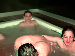 Hot Jacuzzi Party: 3 Men and 2 Women with No Rules