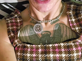 FILTHY & FINE trans girl playing with cum, her own as well as a few friends...... AGAIN!!!