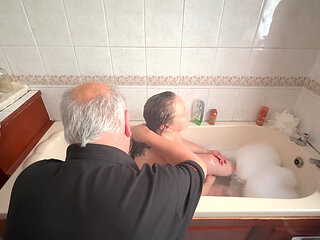 Part 1:- When Satana's Butler bathes & massages  Domina Satana