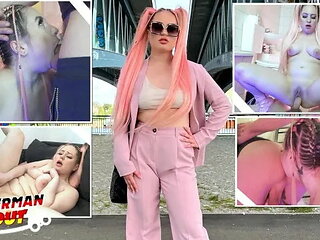 Pink Hair Curvy Teen Maria Gail with Saggy Tits at Rough Anal Sex Casting