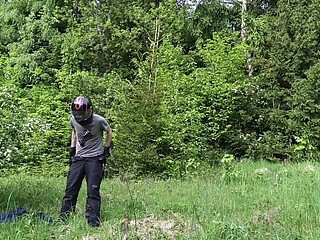 Masturbating Outside in the Woods Completely Naked, Huge Cumshot