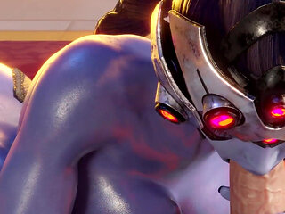 3D Overwatch Widowmaker Blowjob and Anal Beads Cumshot