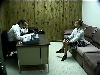 Young and naive 19-year-old gets fucked by her future elderly boss at a