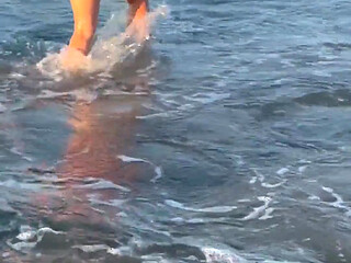 Try Not to Wet My Hair While Play with the Waves