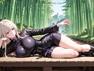 Blonde Valkyries Undressing Moment, That Great-slit Black Uniform Is Insane!