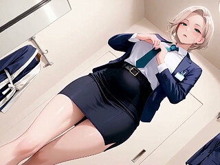 Office to Bedroom Taboo Contrast, Silver-haired Partner Watching Jealously. She Dares to Be so Lazy and Teasing in Private?