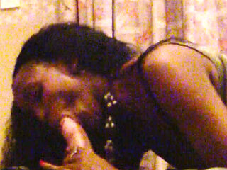 Naughty black babe swallowed white cock