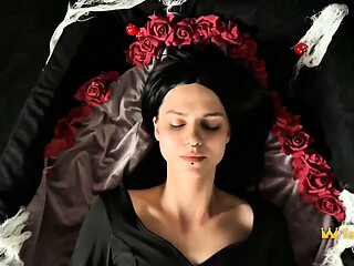 Morticia Inspired Gothic Cosplay, Coffin Dildo Solo