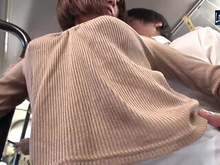 Crowded Bus Rush. Tight Pants Wife Feels the Firm Press, Panty Line Showing as She Gives in to the Moment Part 1