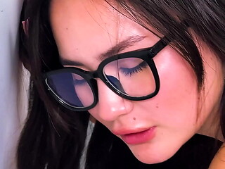 Slut with glasses gets a dick in the ass
