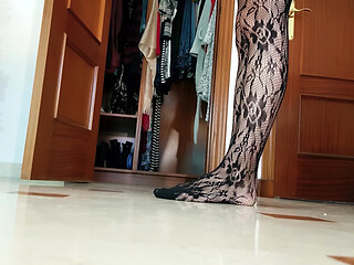 Sexy feet modelling nylon stockings