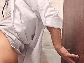Doctor and Nurse Can't Resist and Have Sex in the Hospital Bathroom During Their Shift